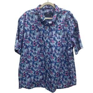 Vineyard Vines Classic Fit Whale Shirt Sailboat Print Fabric Size XXL
